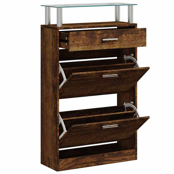 Schuhschrank Räuchereiche 63x24x104 cm