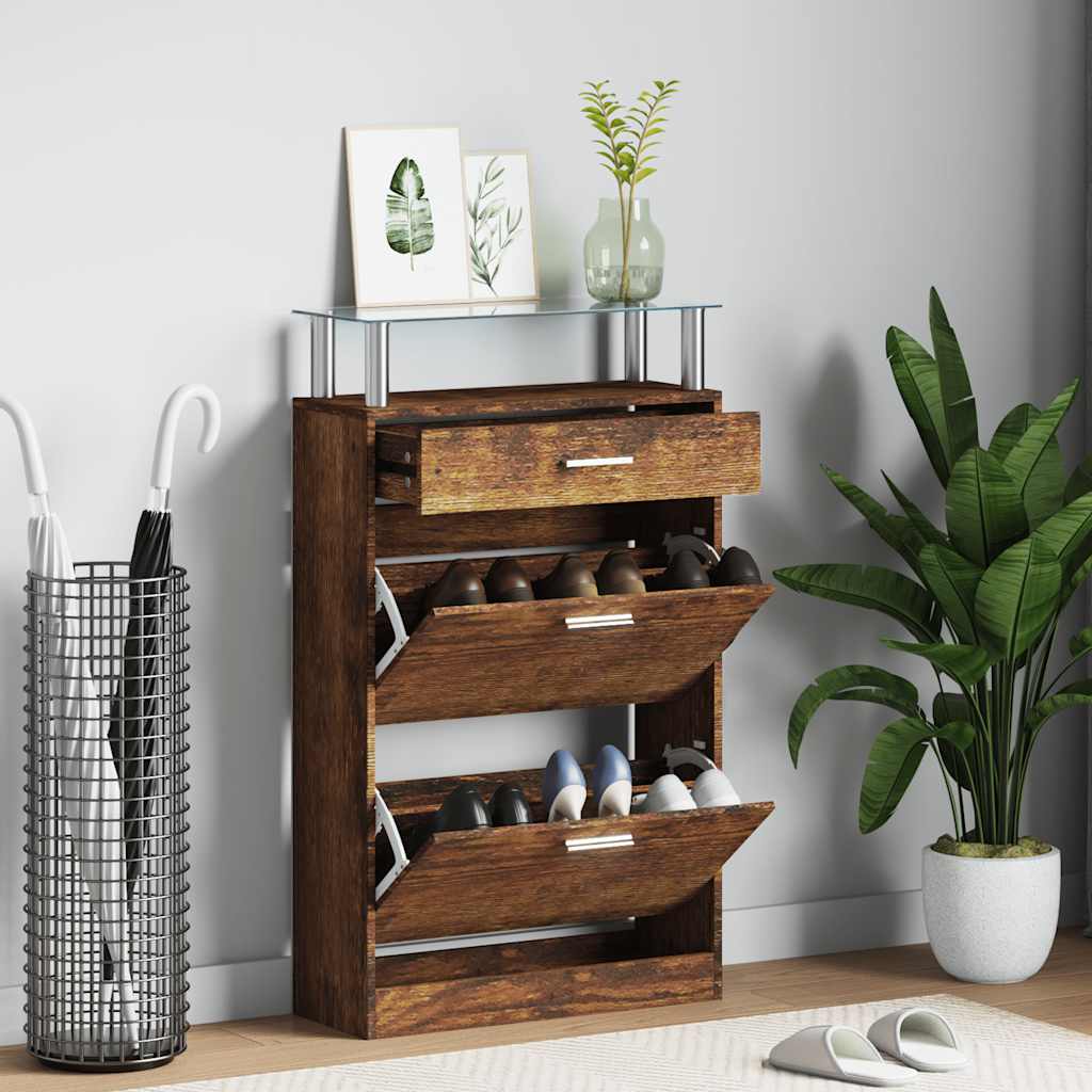 Schuhschrank Räuchereiche 63x24x104 cm