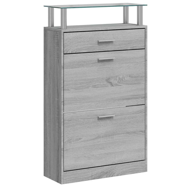 Schuhschrank Grau Sonoma 63x24x104 cm