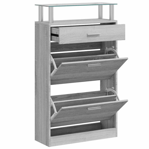 Schuhschrank Grau Sonoma 63x24x104 cm