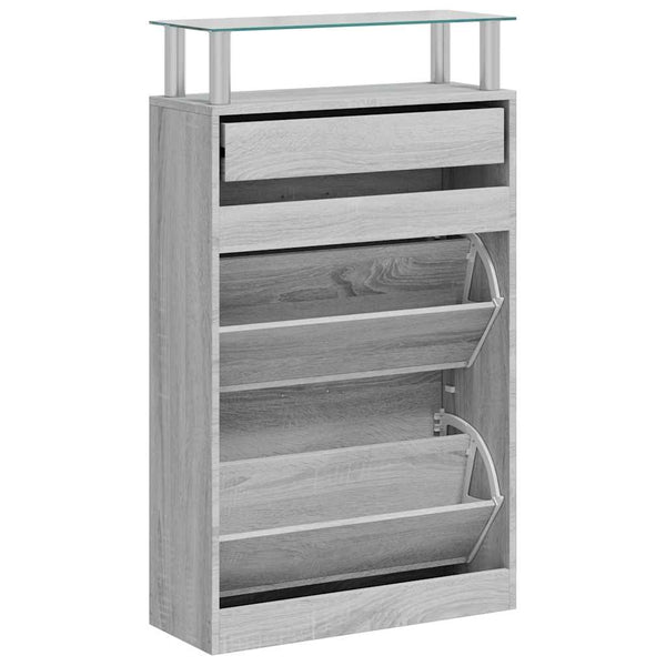 Schuhschrank Grau Sonoma 63x24x104 cm