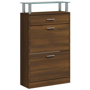 Schuhschrank Braun Eichenoptik 63x24x104cm