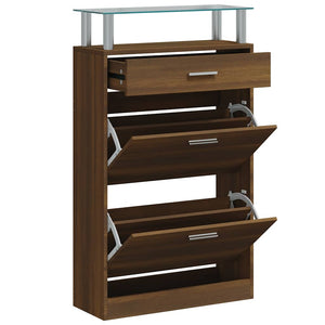 Schuhschrank Braun Eichenoptik 63x24x104cm