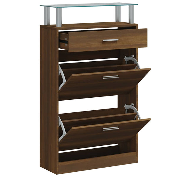 Schuhschrank Braun Eichenoptik 63x24x104cm
