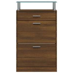Schuhschrank Braun Eichenoptik 63x24x104cm