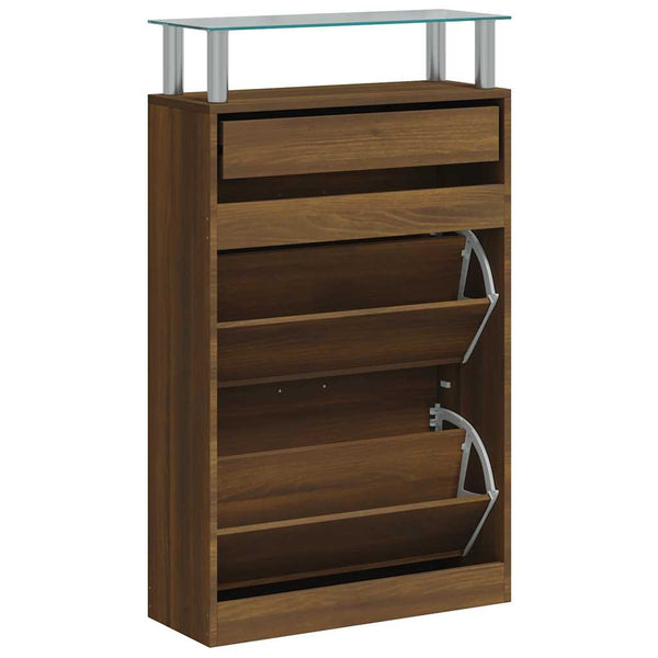 Schuhschrank Braun Eichenoptik 63x24x104cm