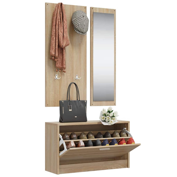 3-in-1 Schuhschrank Set Sonoma Eiche