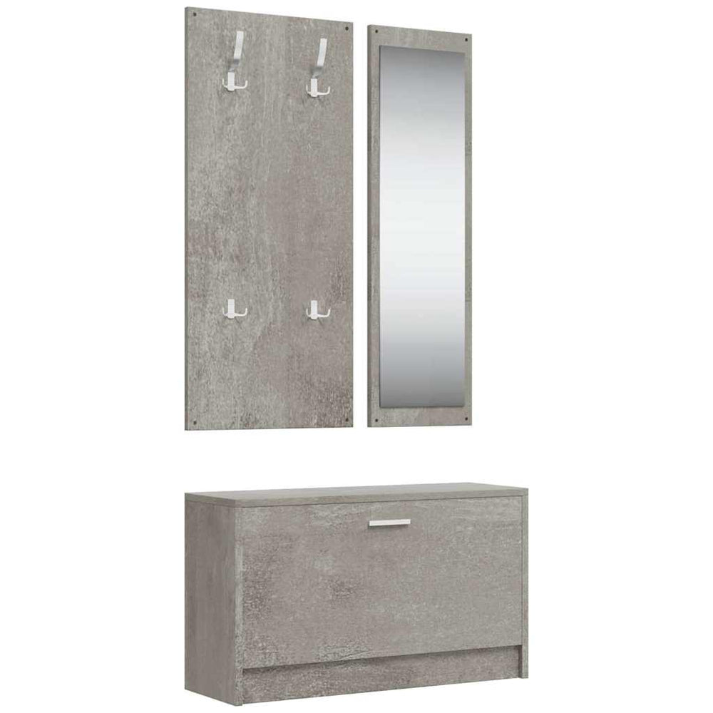 vidaXL 3-Piece Hallway Furniture Set Concrete Grey Engineered Wood