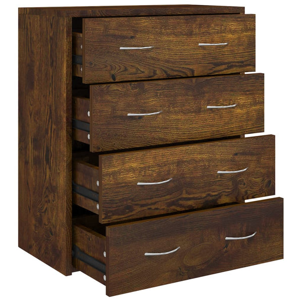 vidaXL Commode à 4 tiroirs 60x30,5x71 cm Chêne fumé