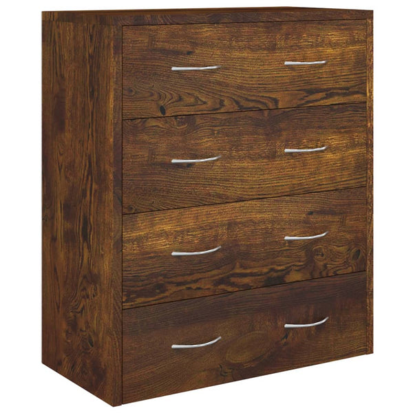 vidaXL Commode à 4 tiroirs 60x30,5x71 cm Chêne fumé