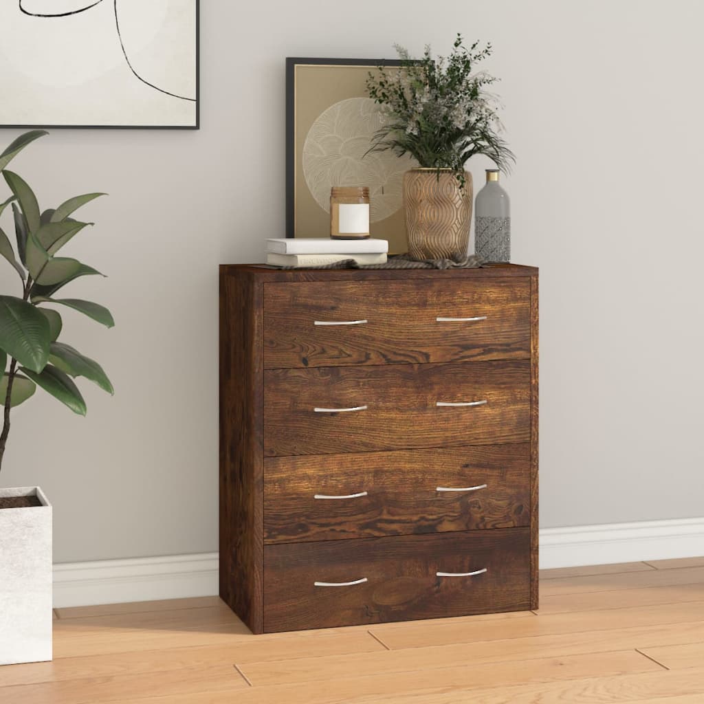 vidaXL Commode à 4 tiroirs 60x30,5x71 cm Chêne fumé