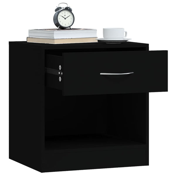 Nachttische Schwarz 2er Set mit Schublade