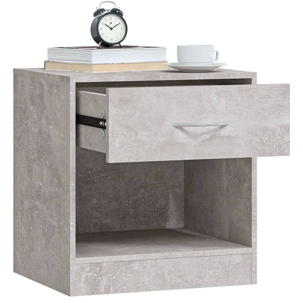 Nachttische 2er Set Betongrau mit Schublade