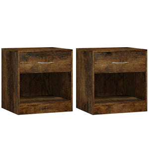 vidaXL Tables de chevet 2 pcs avec tiroir chêne fumé