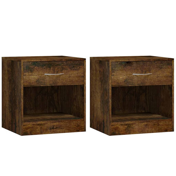vidaXL Tables de chevet 2 pcs avec tiroir chêne fumé