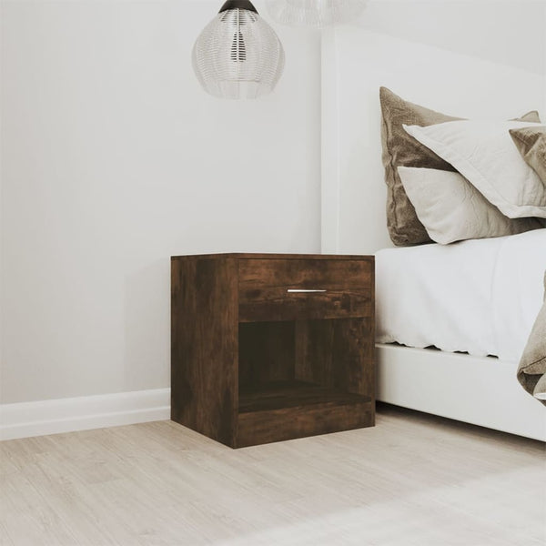 vidaXL Tables de chevet 2 pcs avec tiroir chêne fumé