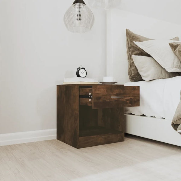 vidaXL Tables de chevet 2 pcs avec tiroir chêne fumé
