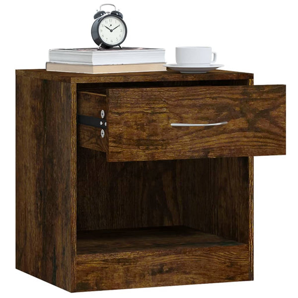 vidaXL Tables de chevet 2 pcs avec tiroir chêne fumé