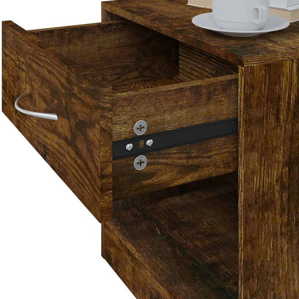 vidaXL Tables de chevet 2 pcs avec tiroir chêne fumé