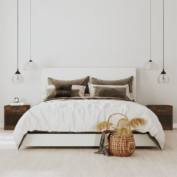 vidaXL Tables de chevet 2 pcs avec tiroir chêne fumé