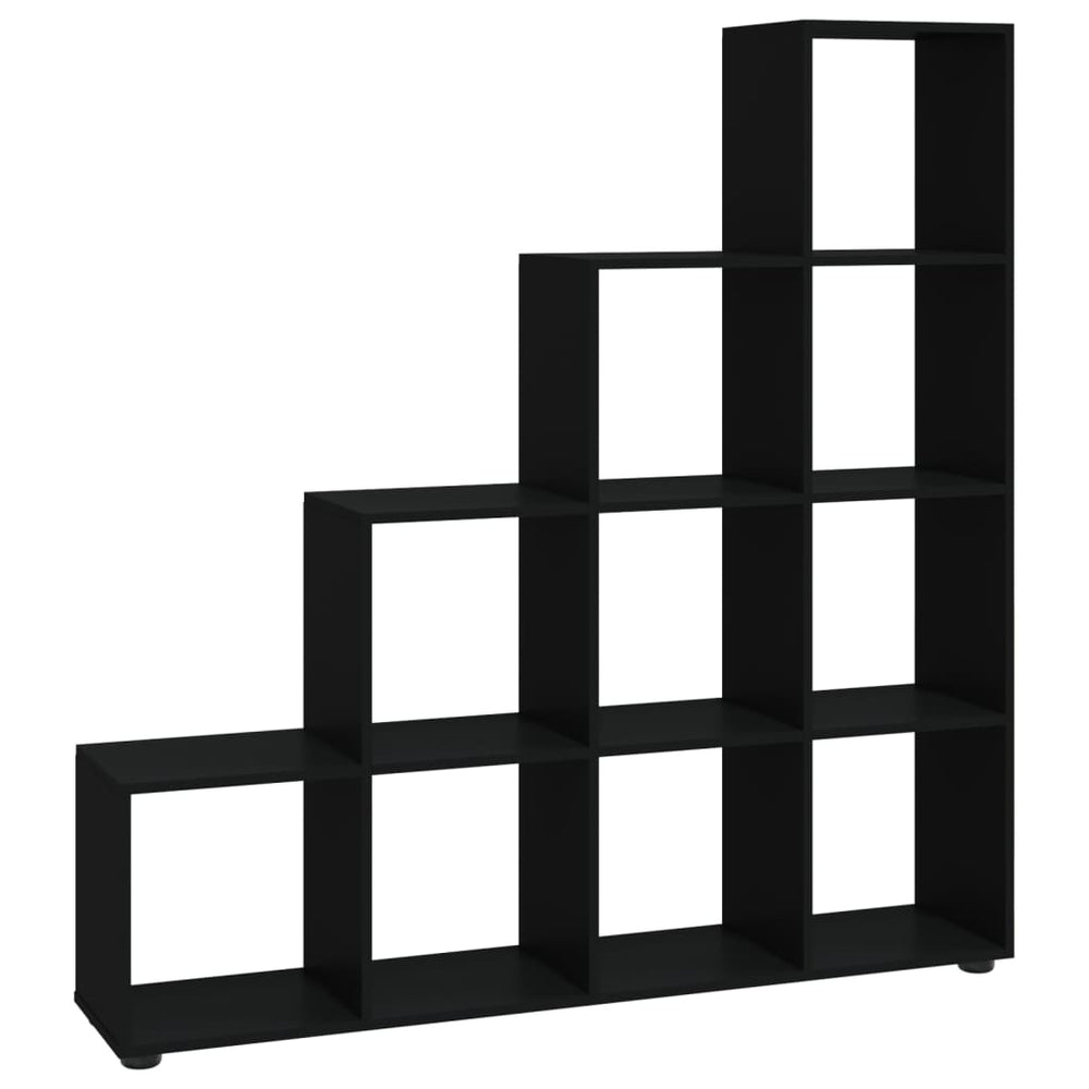 Schwarzes Treppenregal, 142 cm