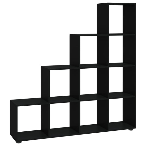 Schwarzes Treppenregal, 142 cm