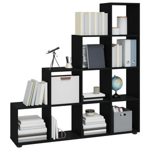 Schwarzes Treppenregal, 142 cm