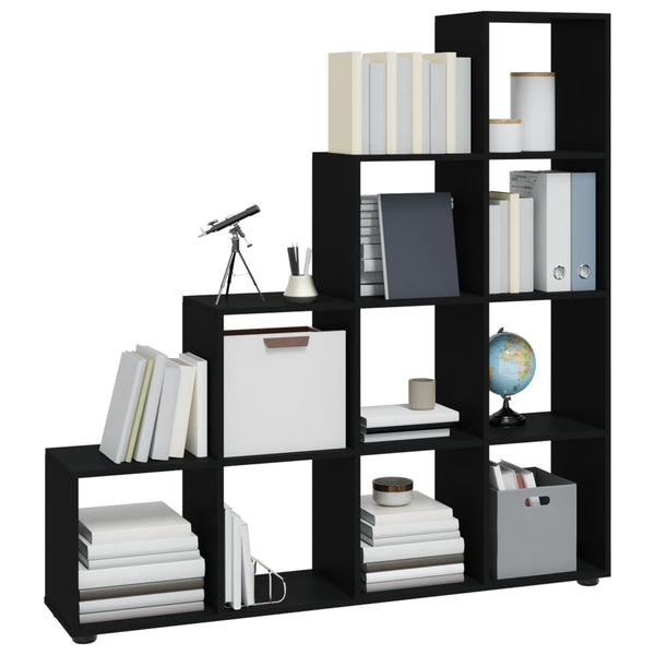 Schwarzes Treppenregal, 142 cm
