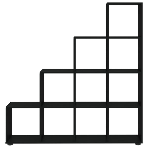 Schwarzes Treppenregal, 142 cm