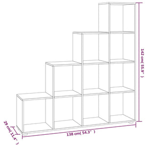 Schwarzes Treppenregal, 142 cm