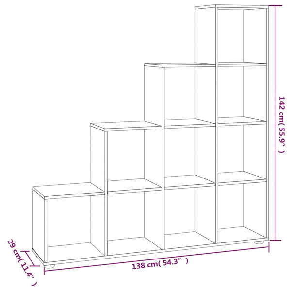 Schwarzes Treppenregal, 142 cm