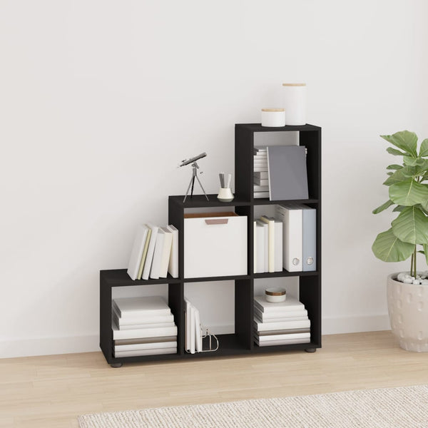 Schwarzes Treppenregal, 107 cm