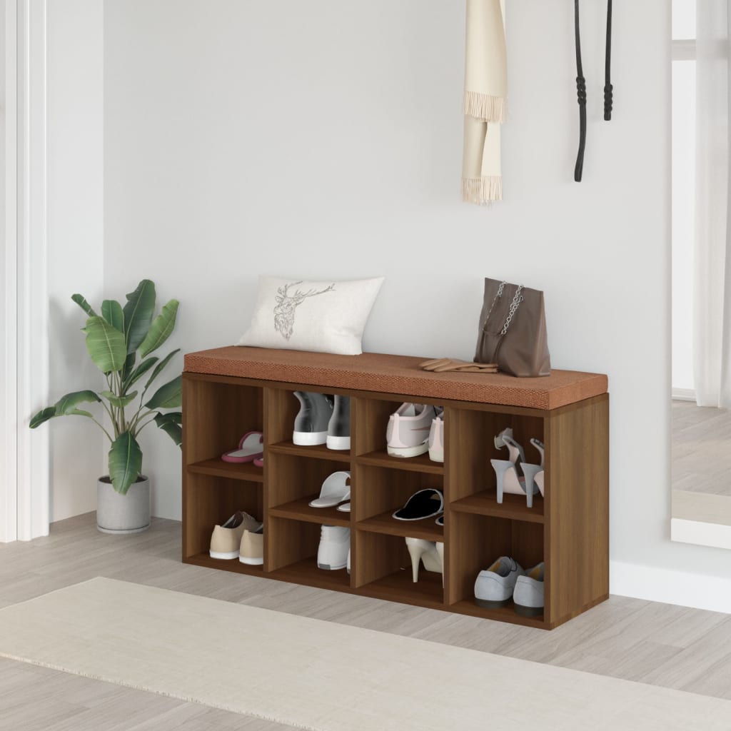 Schuhbank Braun Eichenoptik mit Stauraum
