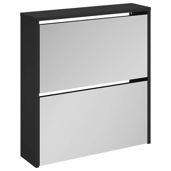 Schuhschrank mit Spiegel Schwarz 63x67 cm