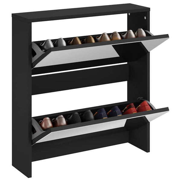 Schuhschrank mit Spiegel Schwarz 63x67 cm