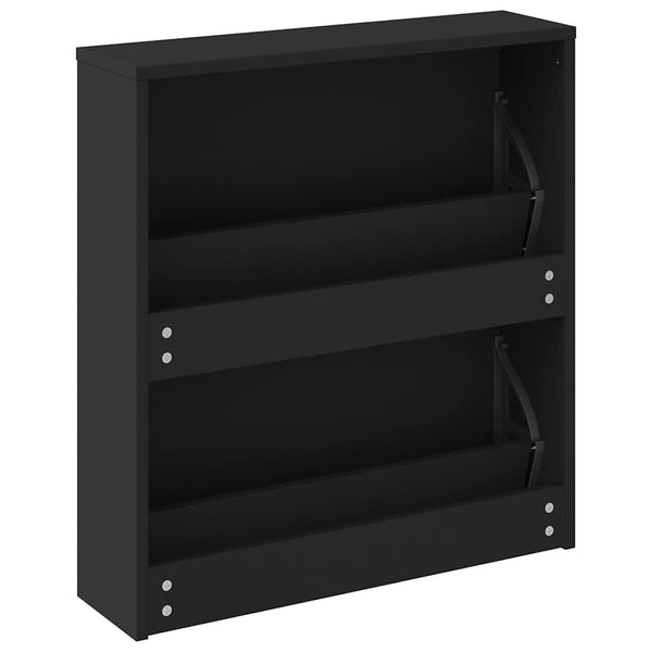 Schuhschrank mit Spiegel Schwarz 63x67 cm