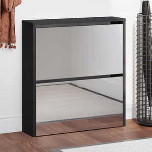 Schuhschrank mit Spiegel Schwarz 63x67 cm