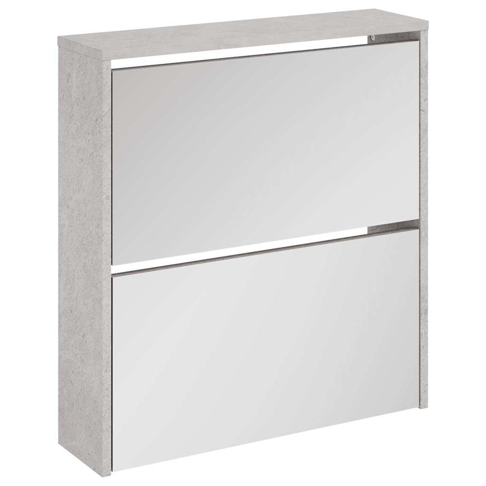 vidaXL Shoe Cabinet with Mirror 2 Compartments Concrete Grey 63x17x67 cm