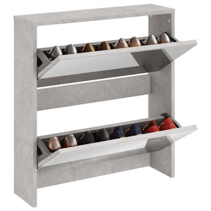 Schuhschrank mit Spiegel Betongrau 63x67 cm