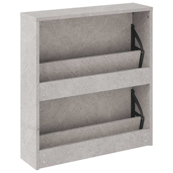 Schuhschrank mit Spiegel Betongrau 63x67 cm