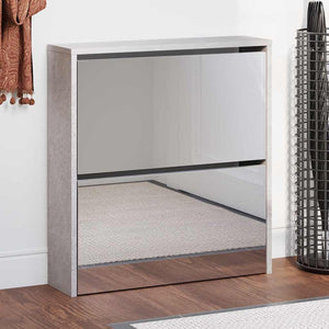 Schuhschrank mit Spiegel Betongrau 63x67 cm