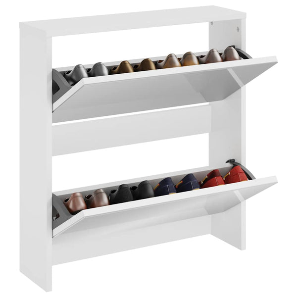 Schuhschrank mit Spiegel, Hochglanz Weiß