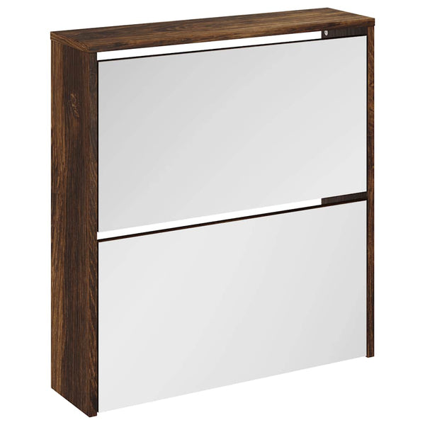 Schuhschrank mit Spiegel Räuchereiche 63x67 cm