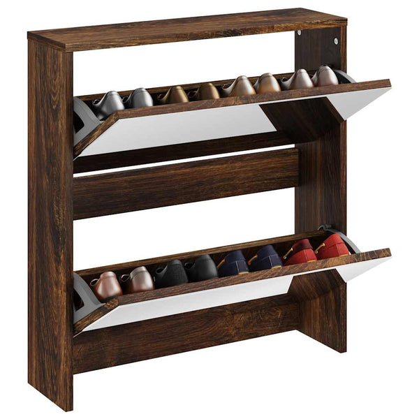 Schuhschrank mit Spiegel Räuchereiche 63x67 cm