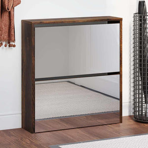 Schuhschrank mit Spiegel Räuchereiche 63x67 cm