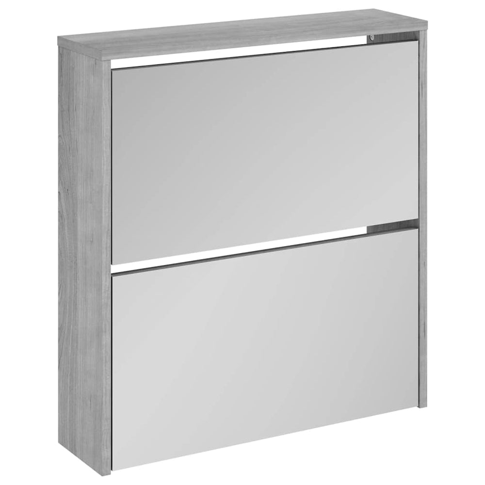 Schuhschrank mit Spiegel Grau Sonoma 63x17x67 cm