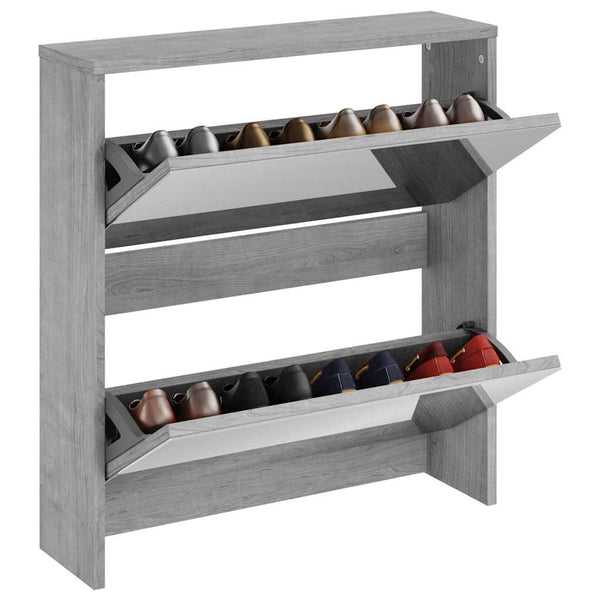 Schuhschrank mit Spiegel Grau Sonoma 63x17x67 cm