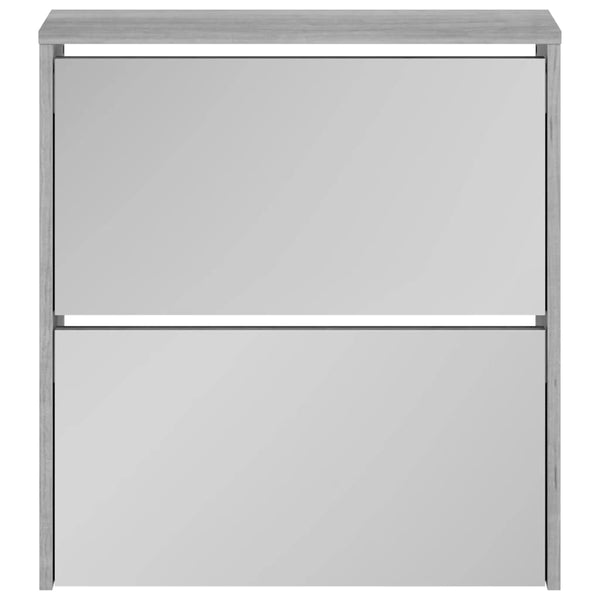Schuhschrank mit Spiegel Grau Sonoma 63x17x67 cm