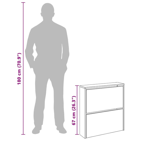 Schuhschrank mit Spiegel Grau Sonoma 63x17x67 cm