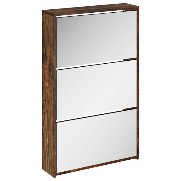 Schuhschrank mit Spiegel Räuchereiche 63x102,5 cm